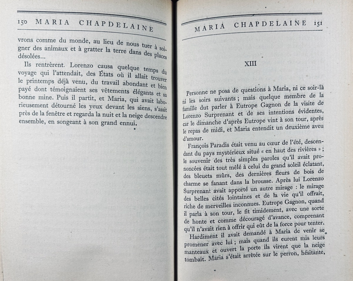 HÉMON - Maria Chapdelaine, récit du canada français. Grasset, 1924, belle reliure demi-maroquin-photo-2