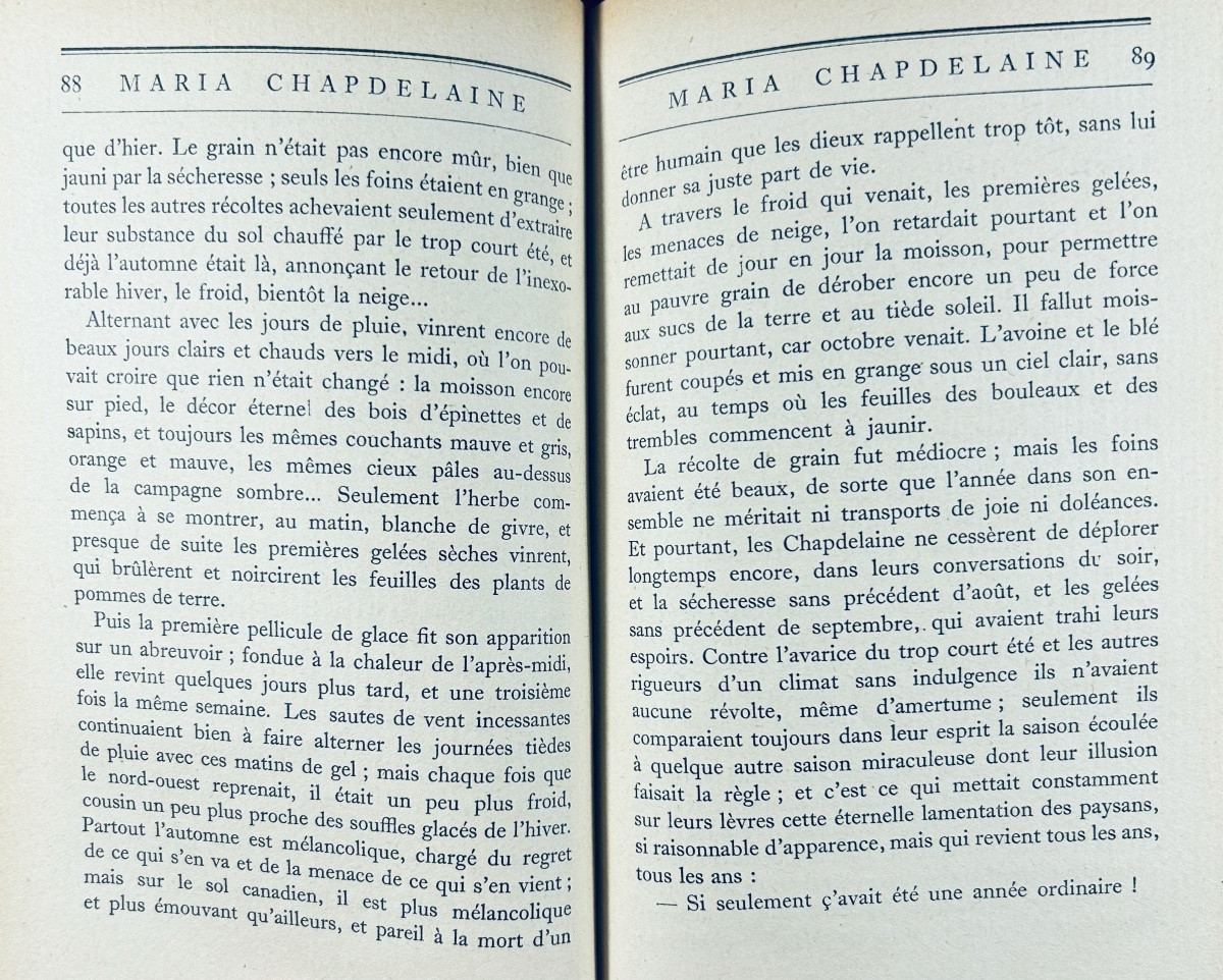 HÉMON - Maria Chapdelaine, récit du canada français. Grasset, 1924, belle reliure demi-maroquin-photo-5