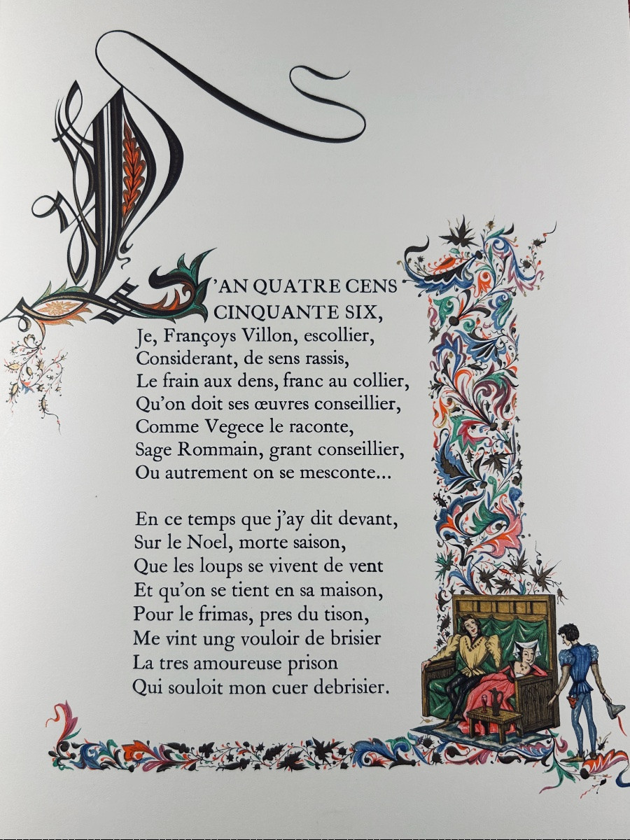 [hubert] - Villon - Oeuvres. André Vial And éditions De l'Odéon, 1959, Publisher's Binding.-photo-3