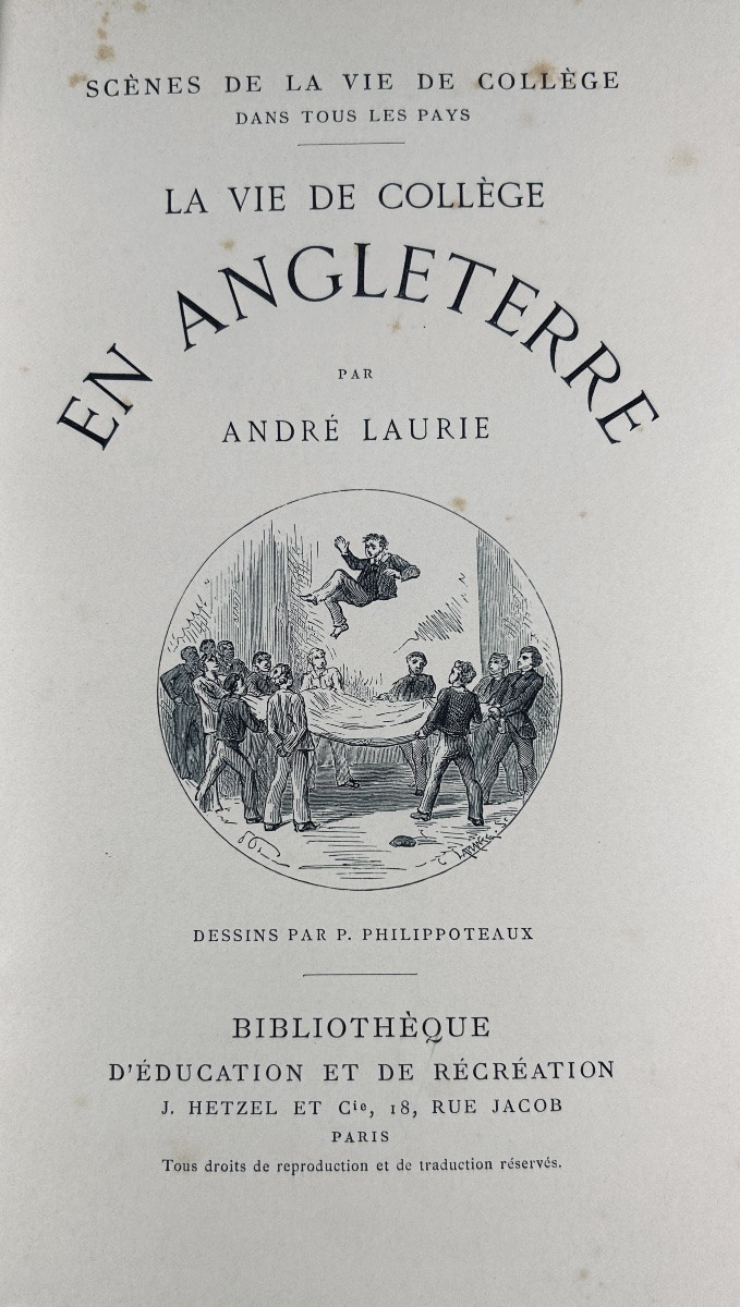 LAURIE (André) - La Vie de collège en Angleterre. Hetzel, vers 1860, cartonnage d'éditeur.-photo-3