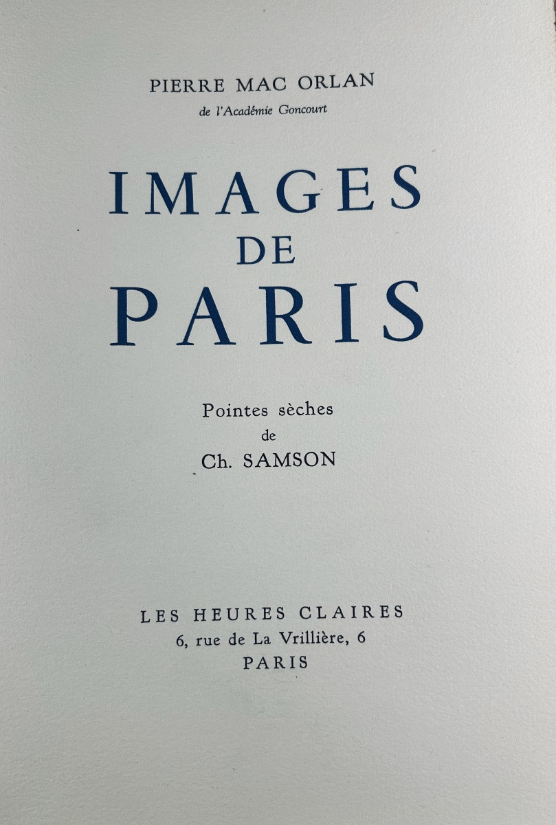  MAC ORLAN et SALMON - Images de Paris. Images du vieux Paris. Les Heures Claires. 1953.-photo-2