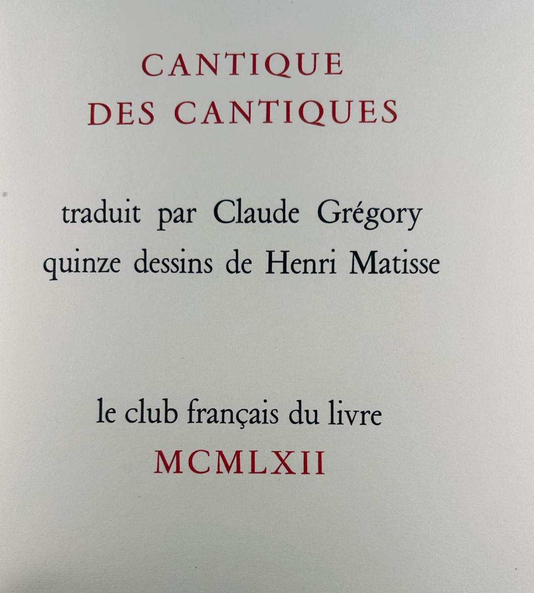 [MATISSE] - SALOMON - Le cantique des cantiques de Salomon. Club Français du Livre, 1962.-photo-2