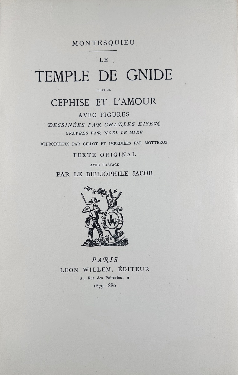 MONTESQUIEU - Le temple de Gnide suivi de Cephise et l'amour. Willem, 1879, illustré par Eisen.-photo-2