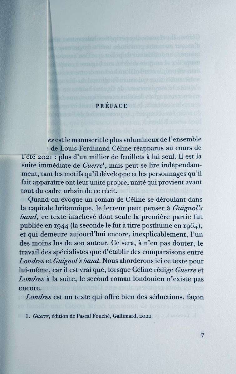 CÉLINE (Louis-Ferdinand) - Londres. Gallimard, 2022, édition originale, exemplaire numéroté.-photo-4