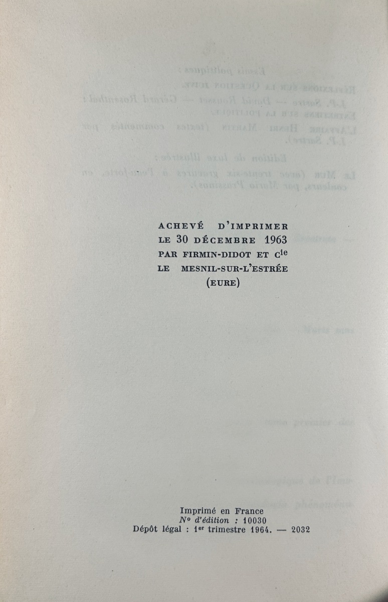 SARTRE (Jean-Paul) - Les mots. Paris, Gallimard, 1964, édition originale numérotée, bel état.-photo-4