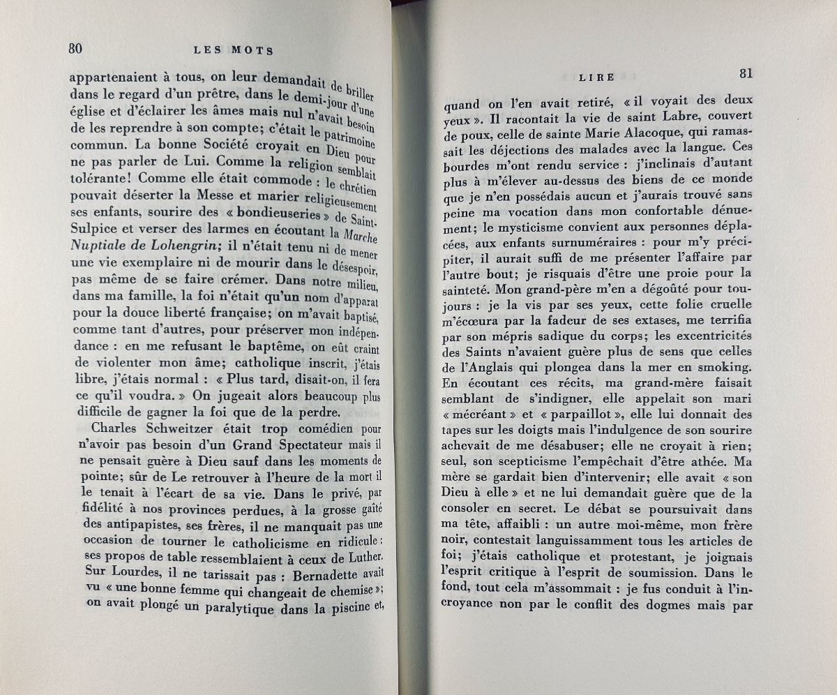 SARTRE (Jean-Paul) - Les mots. Paris, Gallimard, 1964, édition originale numérotée, bel état.-photo-2