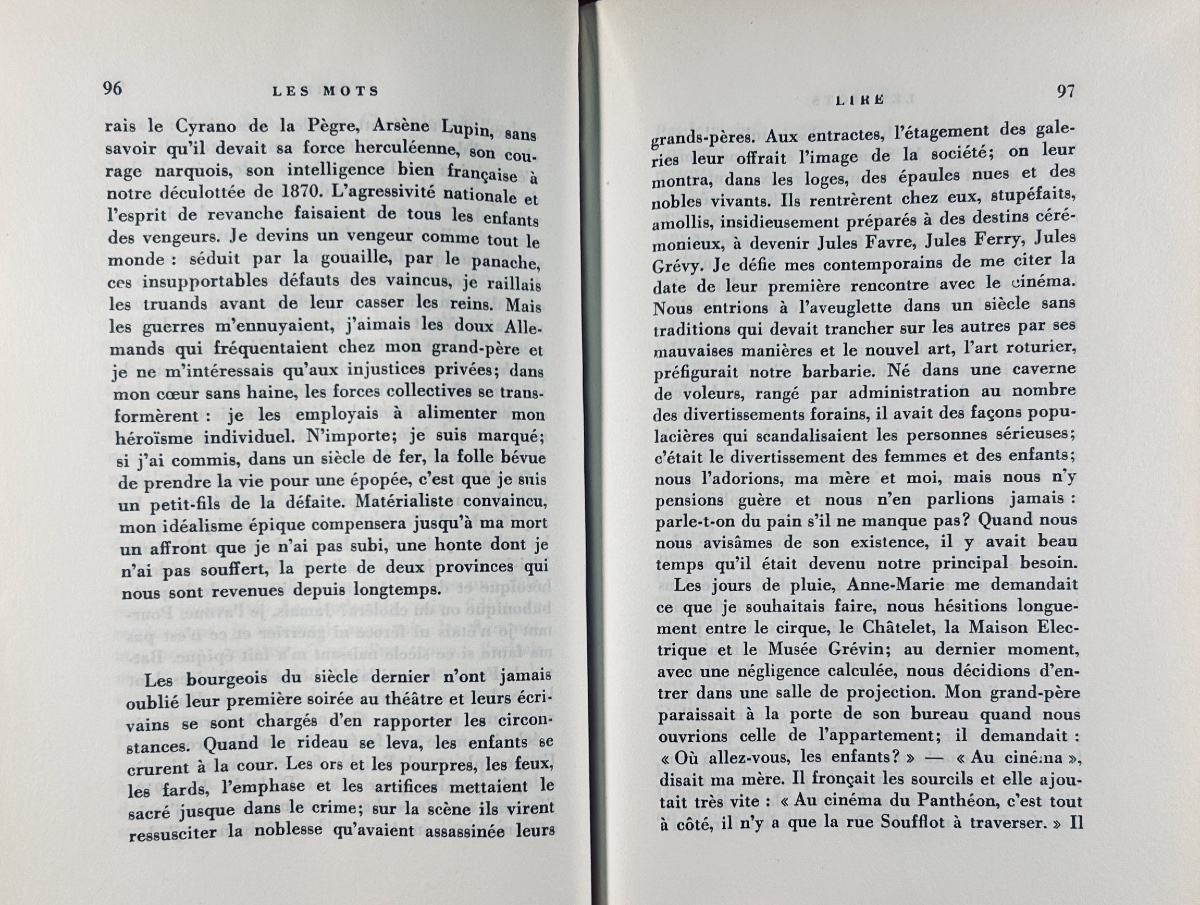 SARTRE (Jean-Paul) - Les mots. Paris, Gallimard, 1964, édition originale numérotée, bel état.-photo-3