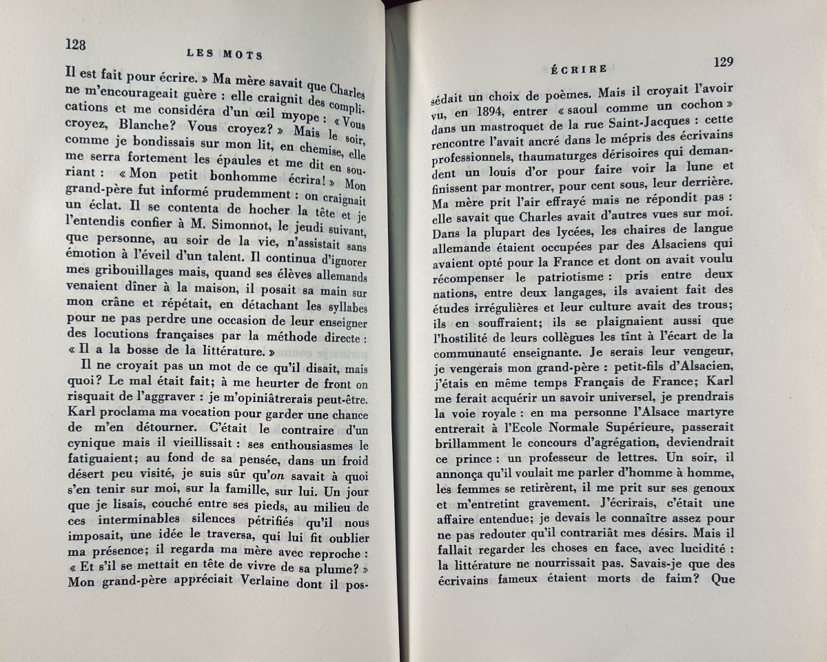 SARTRE (Jean-Paul) - Les mots. Paris, Gallimard, 1964, édition originale numérotée, bel état.-photo-5