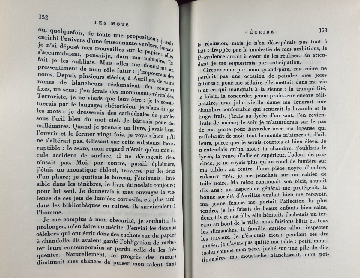 SARTRE (Jean-Paul) - Les mots. Paris, Gallimard, 1964, édition originale numérotée, bel état.-photo-6
