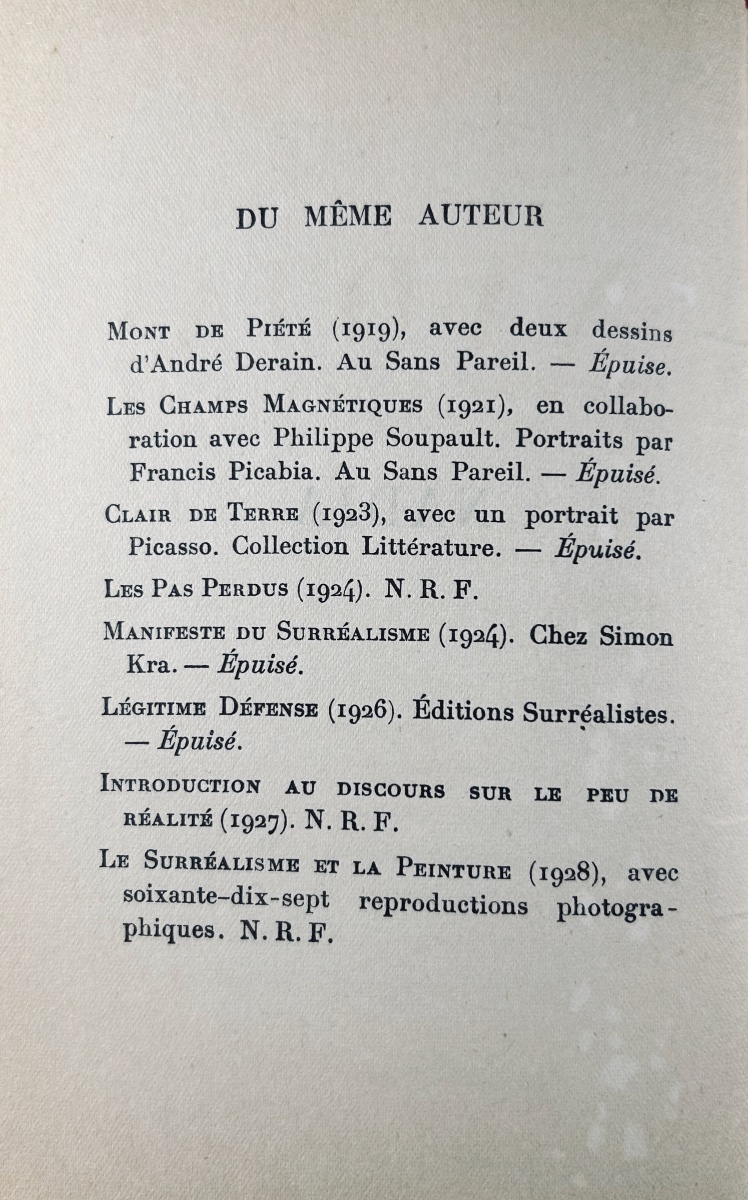 BRETON (André) - Nadja. Gallimard, 1945, cartonnage de Mario Prassinos, exemplaire numéroté.-photo-7
