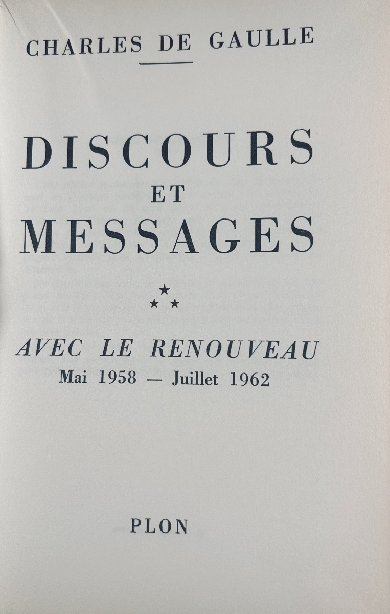 De Gaulle - Speeches And Messages, 1940–1969. Plon, 1970, Paperback, 5 Volumes, First Edition.-photo-1
