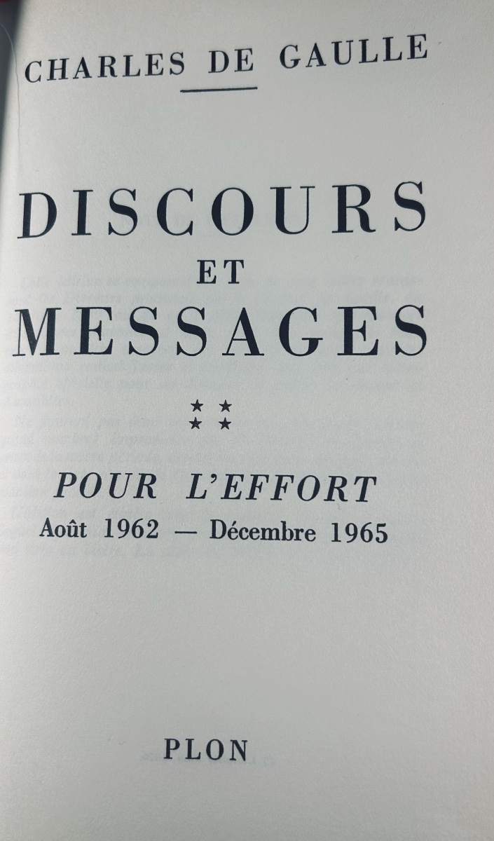 De Gaulle - Speeches And Messages, 1940–1969. Plon, 1970, Paperback, 5 Volumes, First Edition.-photo-2