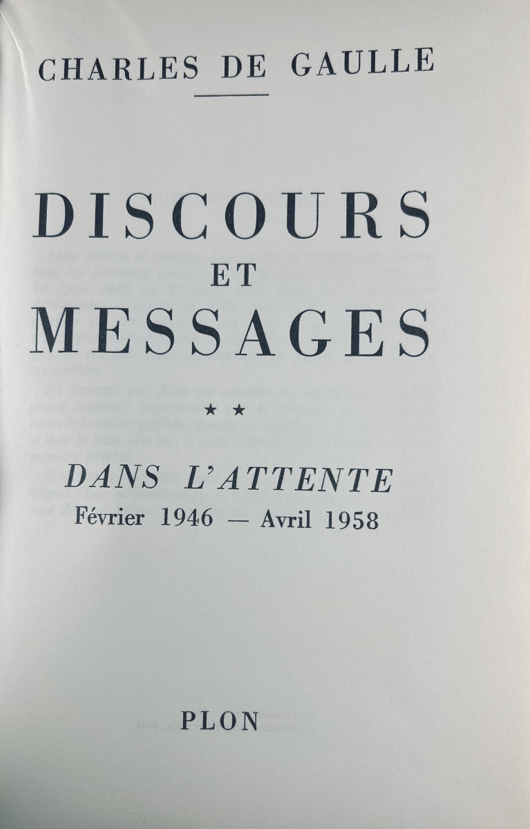 De Gaulle - Speeches And Messages, 1940–1969. Plon, 1970, Paperback, 5 Volumes, First Edition.-photo-5