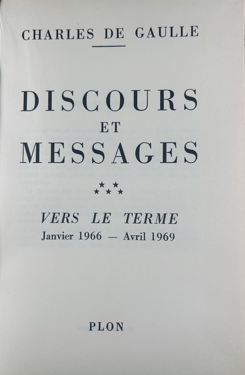 De Gaulle - Speeches And Messages, 1940–1969. Plon, 1970, Paperback, 5 Volumes, First Edition.-photo-8