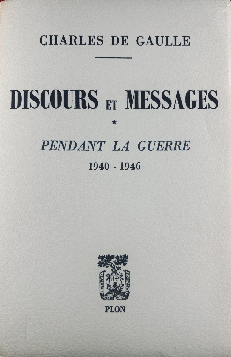 De Gaulle - Speeches And Messages, 1940–1969. Plon, 1970, Paperback, 5 Volumes, First Edition.