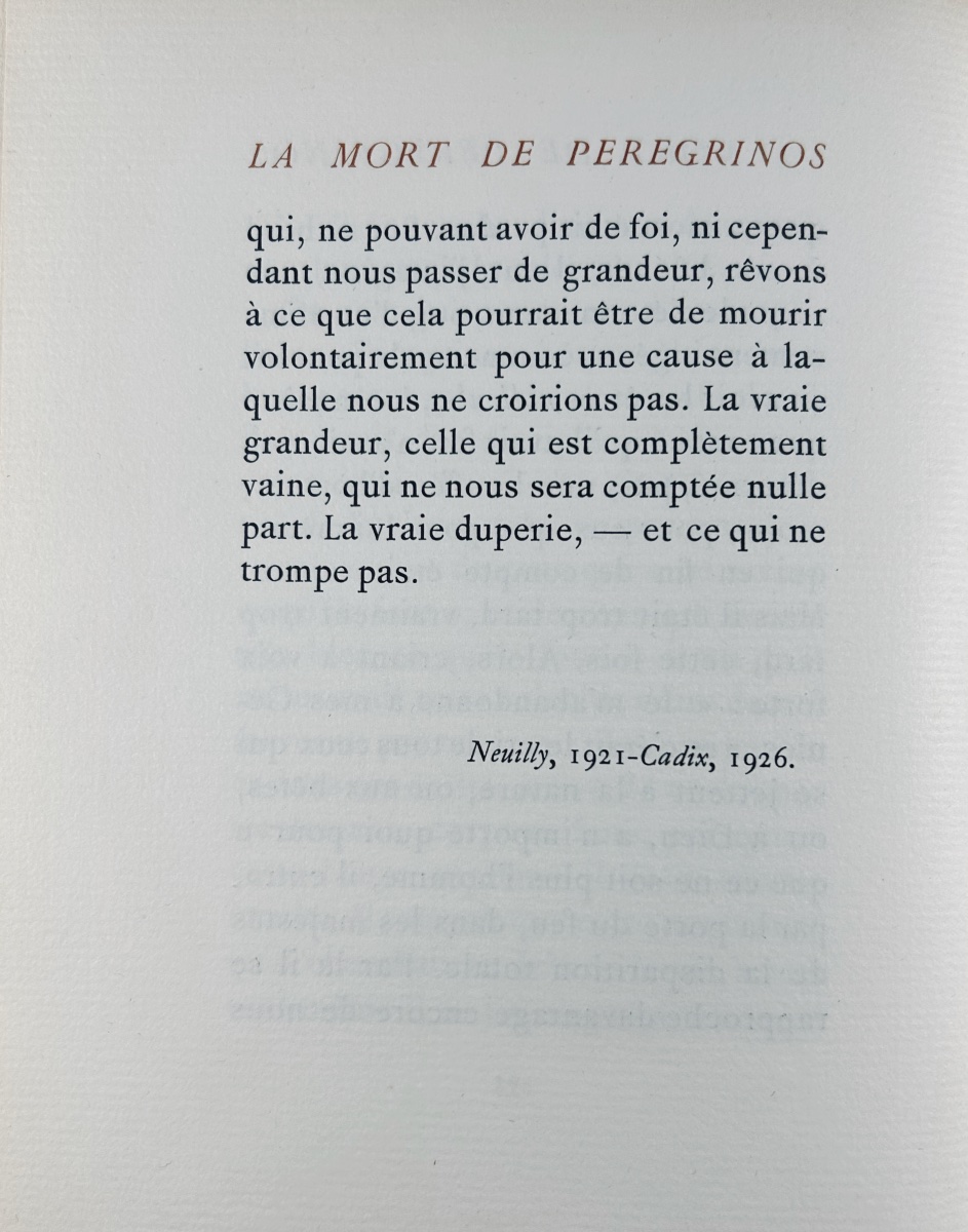 MONTHERLANT (Henry de) - La mort de Pereginos. Émile Hazan, 1927, un bois de Lucien Boucher.-photo-2