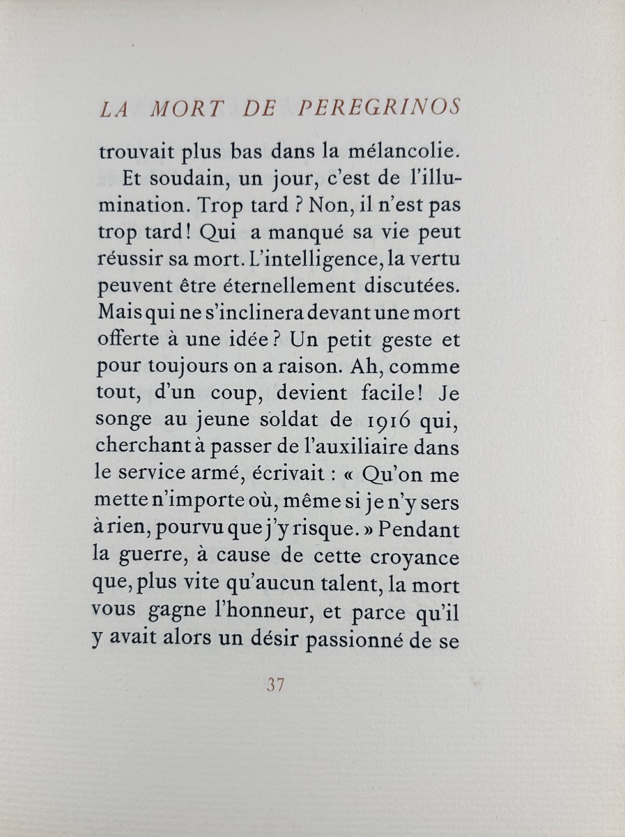 MONTHERLANT (Henry de) - La mort de Pereginos. Émile Hazan, 1927, un bois de Lucien Boucher.-photo-3
