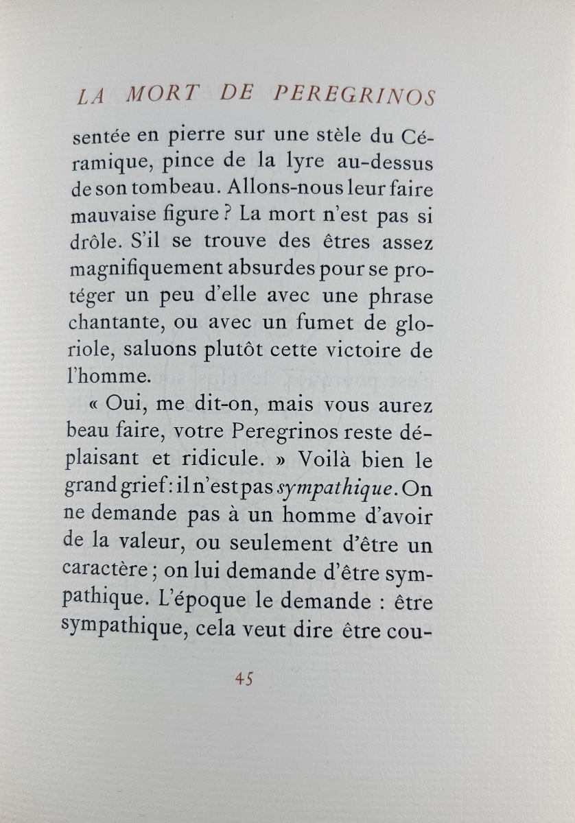 MONTHERLANT (Henry de) - La mort de Pereginos. Émile Hazan, 1927, un bois de Lucien Boucher.-photo-4