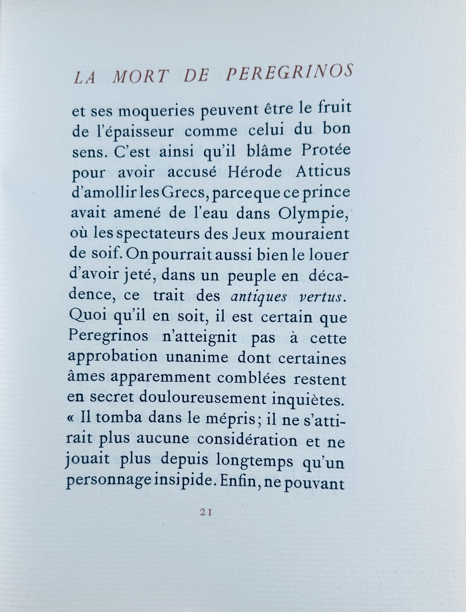 MONTHERLANT (Henry de) - La mort de Pereginos. Émile Hazan, 1927, un bois de Lucien Boucher.-photo-5