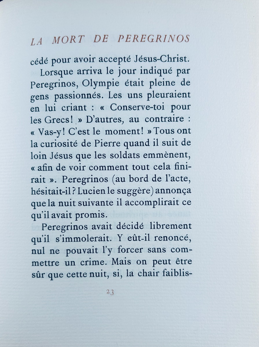 MONTHERLANT (Henry de) - La mort de Pereginos. Émile Hazan, 1927, un bois de Lucien Boucher.-photo-6