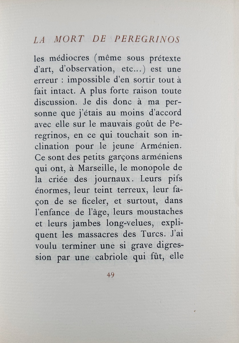 MONTHERLANT (Henry de) - La mort de Pereginos. Émile Hazan, 1927, un bois de Lucien Boucher.-photo-8