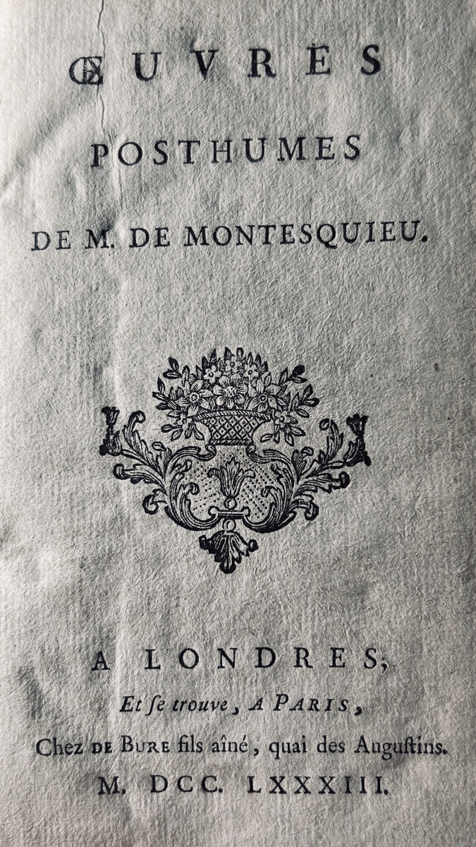 MONTESQUIEU - Oeuvres de Montesquieu. Chez Arkstée & Merkus, chez De Bure, 1764, 7 volumes.-photo-4