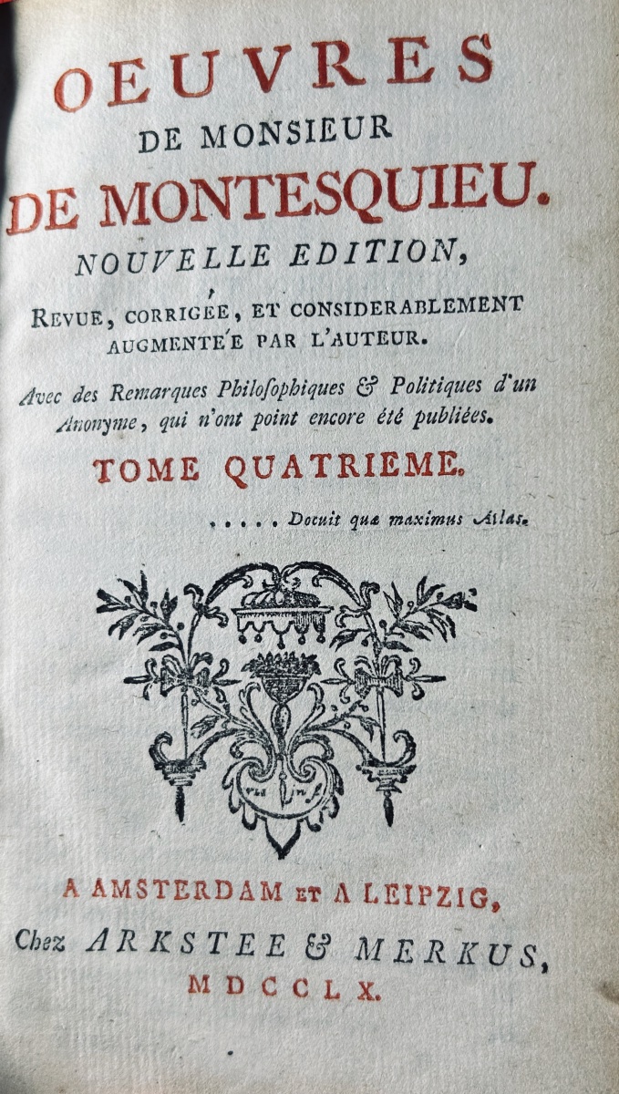 MONTESQUIEU - Oeuvres de Montesquieu. Chez Arkstée & Merkus, chez De Bure, 1764, 7 volumes.-photo-6