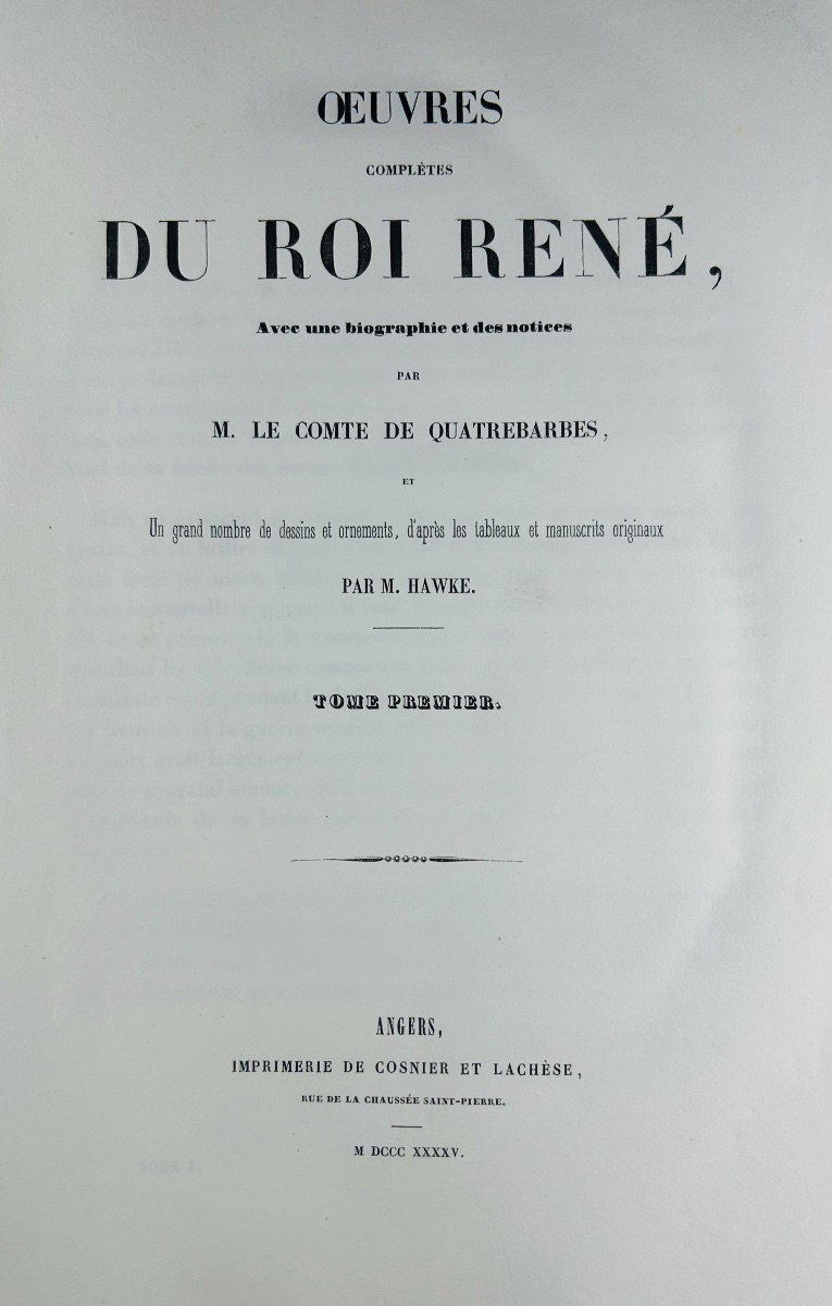 RENÉ D'ANJOU - Oeuvres complètes du Roi René. Angers, Cosnier & Lachèse, 1845, 4 volumes reliés-photo-3