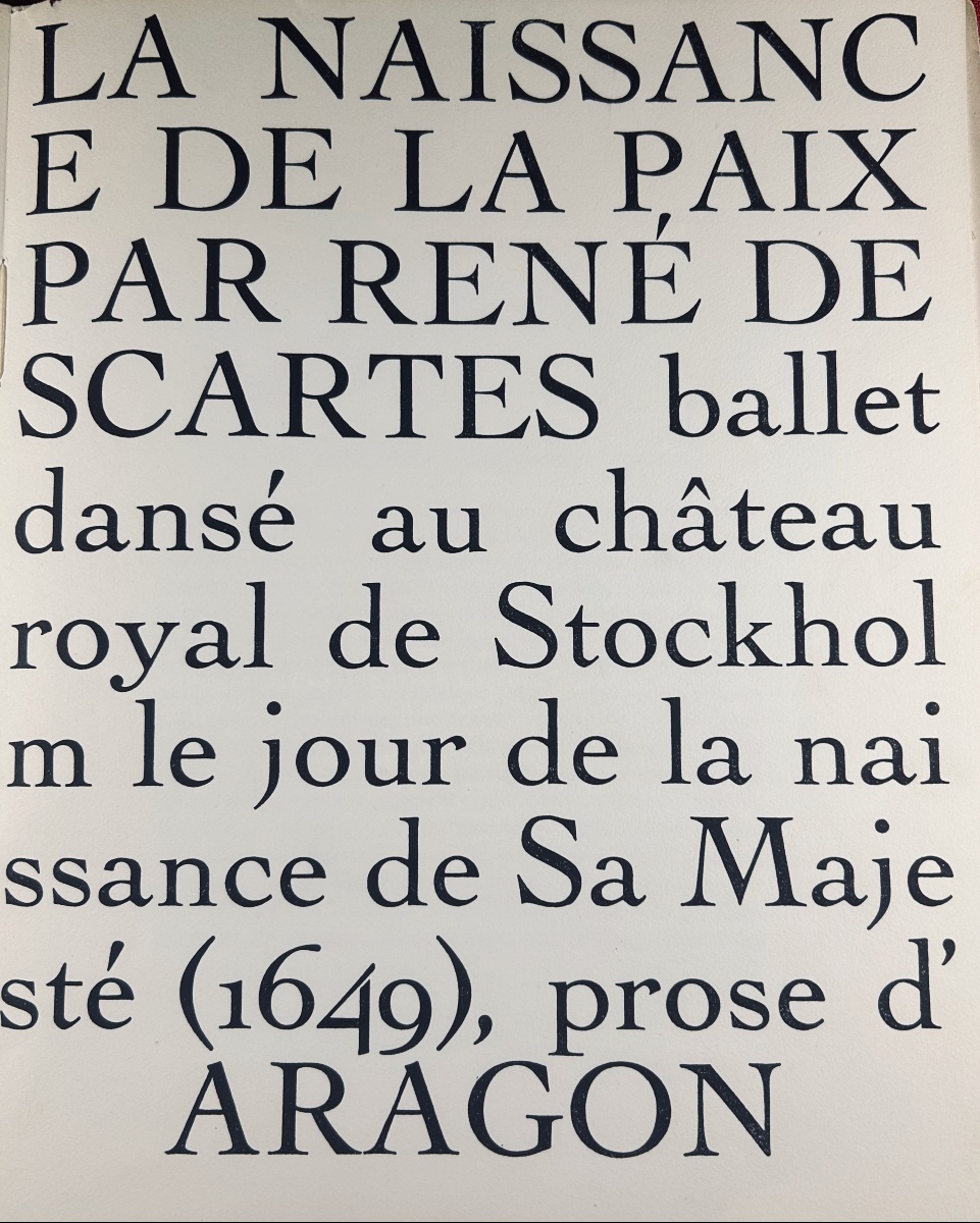 ARAGON - La naissance de la paix par René Descartes ballet. Bibliothèque Française, 1946.-photo-2