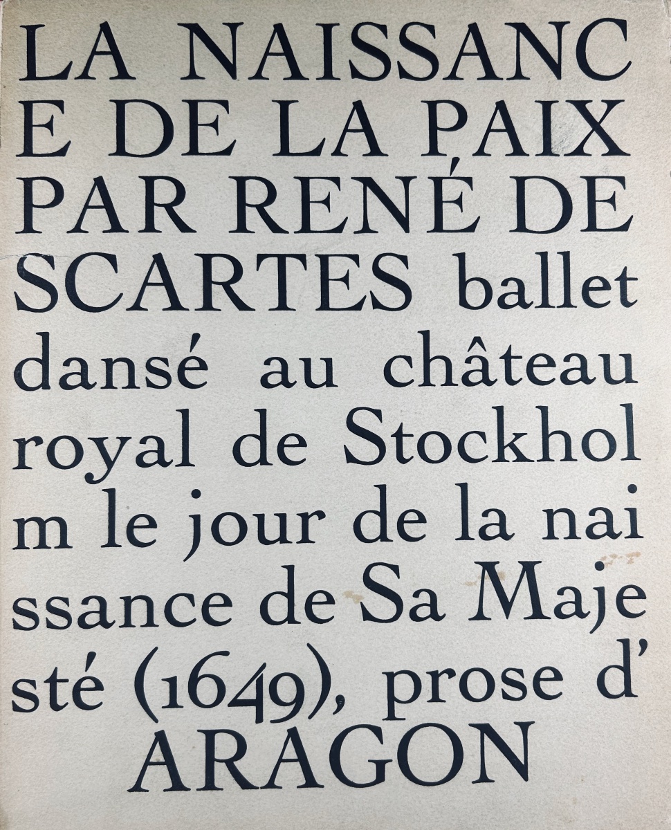 ARAGON - La naissance de la paix par René Descartes ballet. Bibliothèque Française, 1946.-photo-1