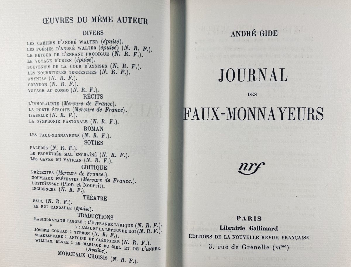 GIDE - Journal des faux-monnayeurs. Gallimard, 1927 ; 2 lettres polycopiées signées Gide.-photo-2