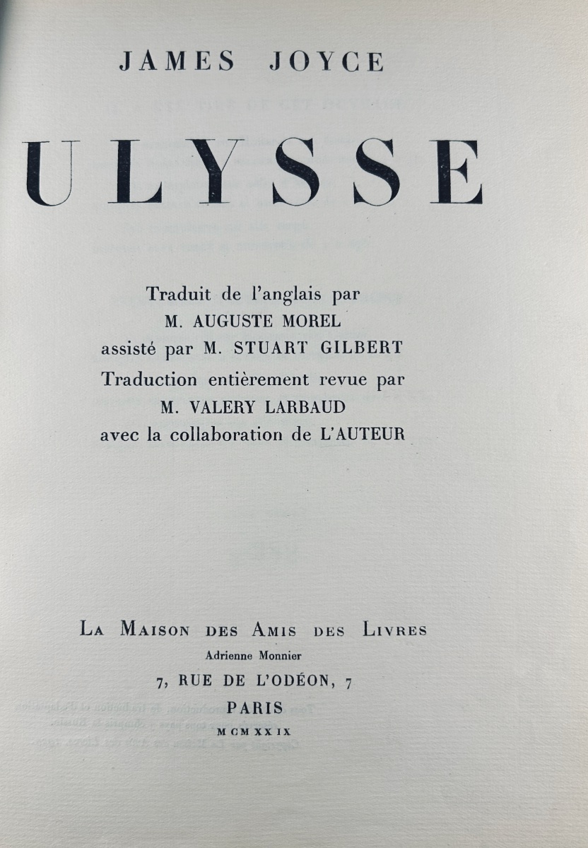 Joyce - Ulysses. La Maison Des Amis Des Livres, 1929; Numbered Copy, Translated By Larbaud-photo-2