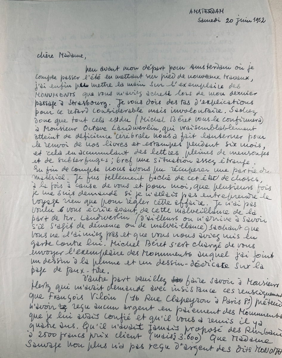 [vroom] - Queneau (raymond) - Monuments. éditions Du Moustié, 1948. One Of 220 Copies.-photo-3