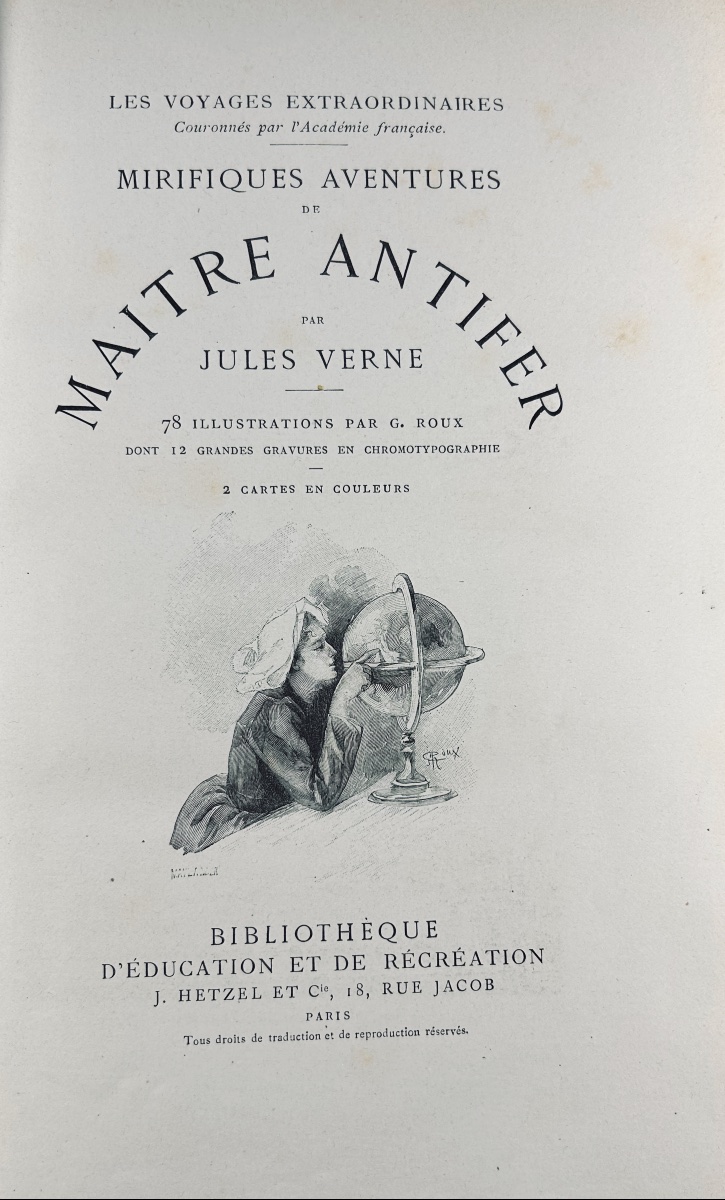 Verne (jules) - The Marvelous Adventures Of Master Antifer. Hetzel, 1894, Publisher's Hardcover.-photo-2