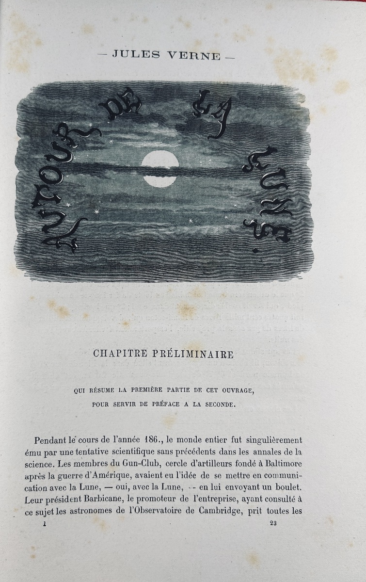 Verne (jules) - Around The Moon. Paris, Hachette, 1888, Hardcover With Initials.-photo-3