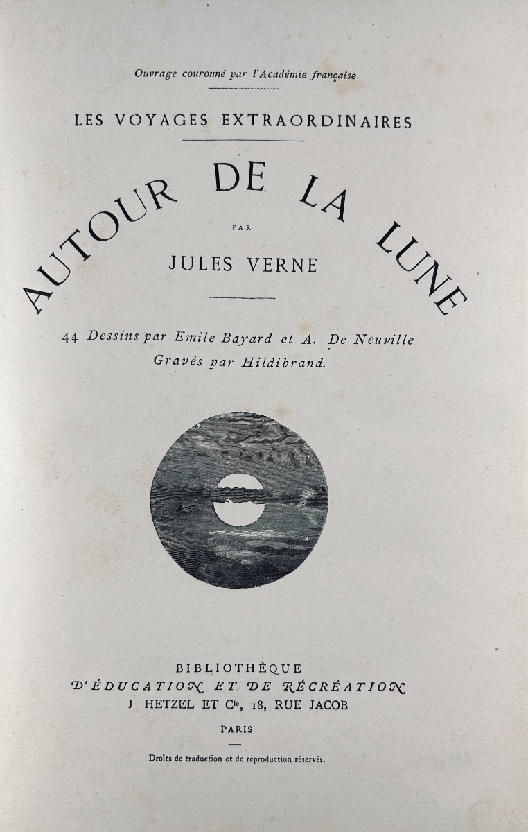 Verne (jules) - Around The Moon. Paris, Hachette, 1888, Hardcover With Initials.