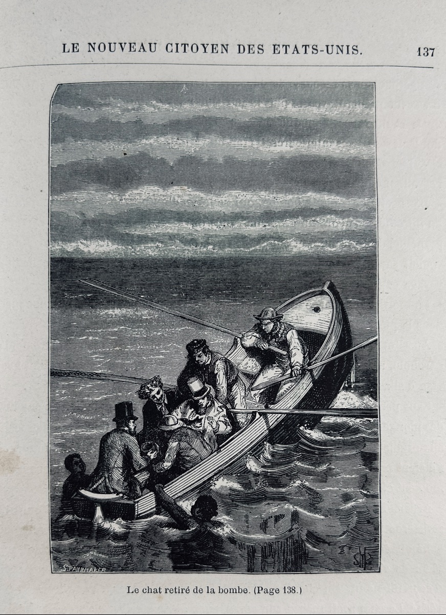 VERNE (Jules) - De la terre à la lune. Paris, Hetzel, 1890, rare cartonnage havane d'éditeur.-photo-2