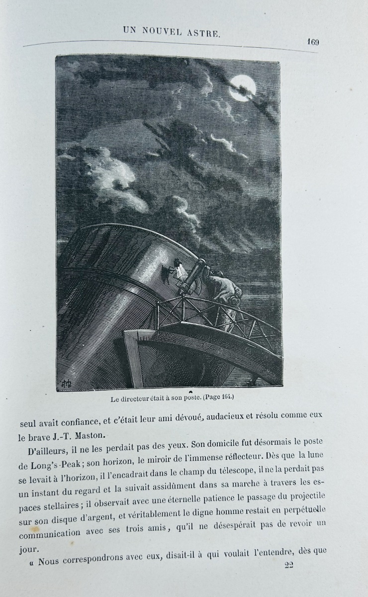 VERNE (Jules) - De la terre à la lune. Paris, Hetzel, 1890, rare cartonnage havane d'éditeur.-photo-2