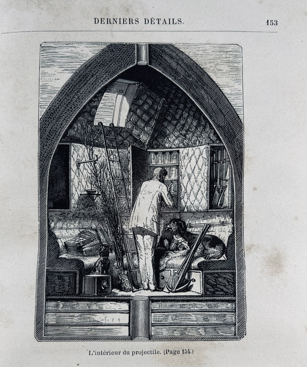 VERNE (Jules) - De la terre à la lune. Paris, Hetzel, 1890, rare cartonnage havane d'éditeur.-photo-4