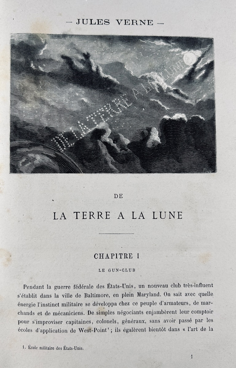 VERNE (Jules) - De la terre à la lune. Paris, Hetzel, 1890, rare cartonnage havane d'éditeur.-photo-7