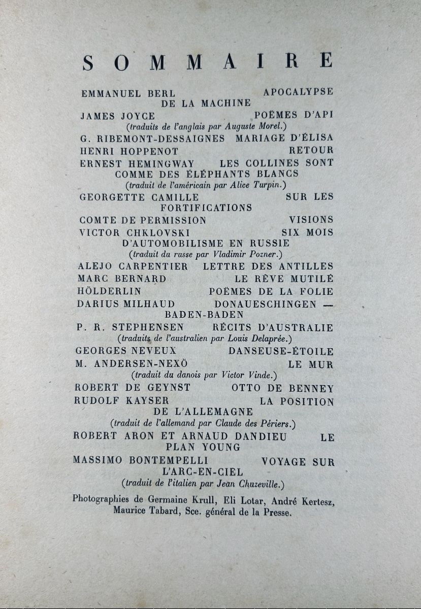 [REVUE] - Bifur n° 3. Éditions du Carrefour, 1929 , exemplaire numéroté illustré de photos.-photo-2
