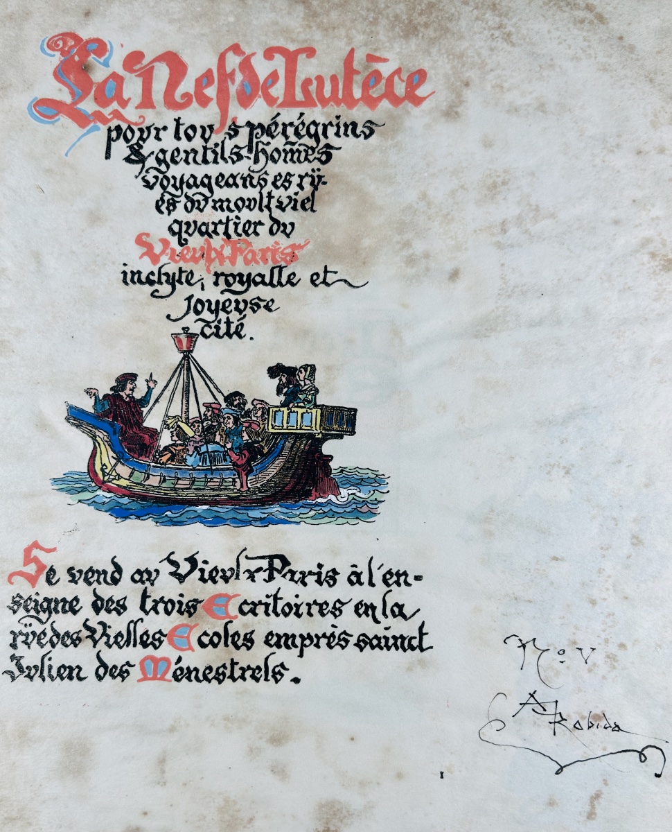 Robida (albert) - The Ship Of Lutetia. At The "three Writing Desks" Inn, 1900, Hand-colored.-photo-2