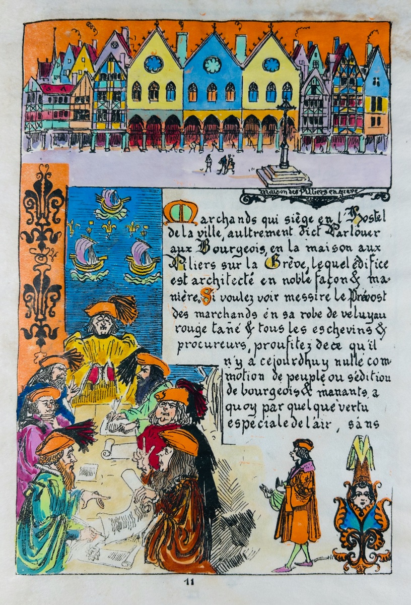 Robida (albert) - The Ship Of Lutetia. At The "three Writing Desks" Inn, 1900, Hand-colored.-photo-1
