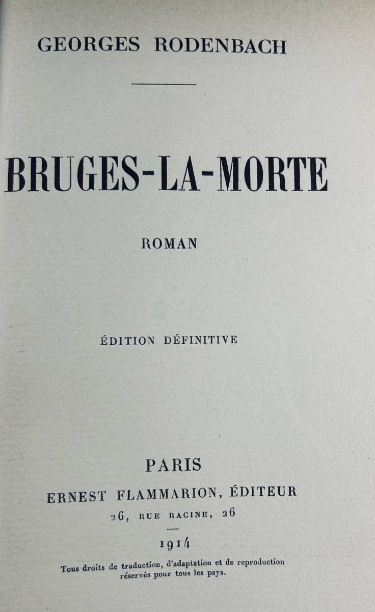 Rodenbach (georges) - Bruges-la-morte. Flammarion, 1914,  Definitive Edition, Paper-covered Hardcover-photo-2