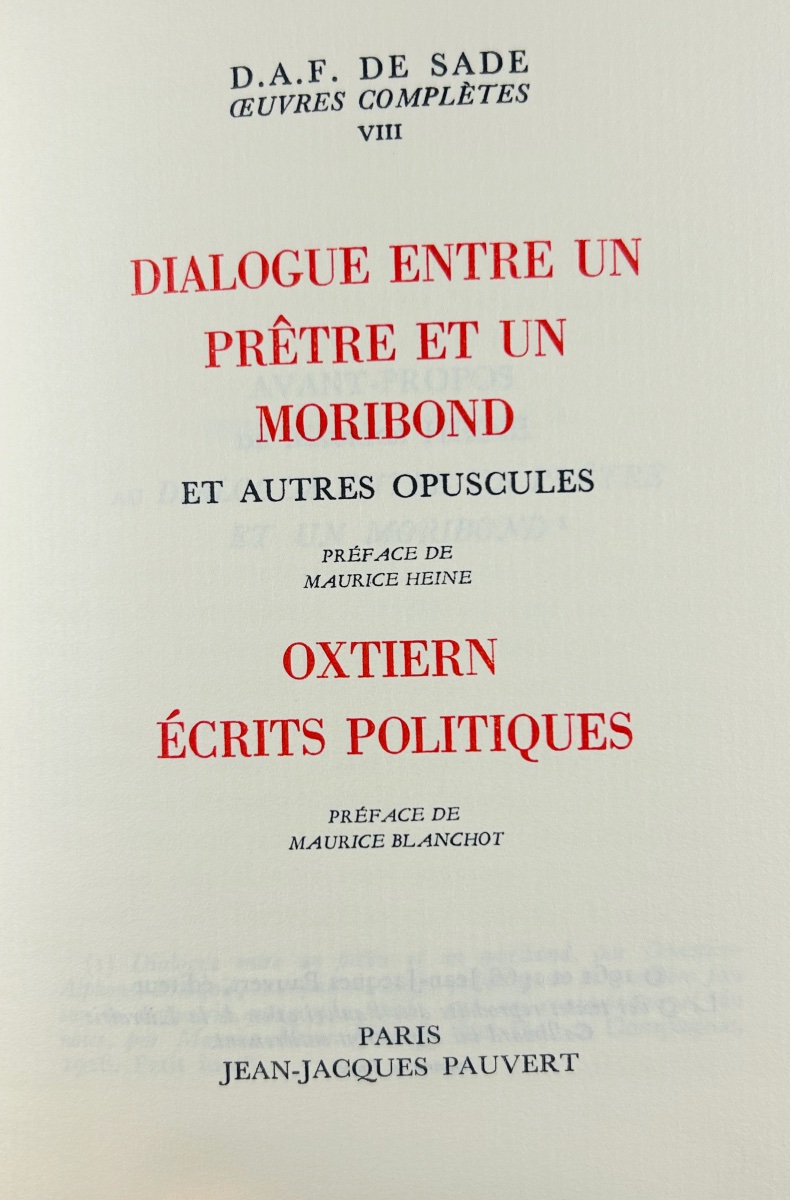 Sade (d.-a.-f.) - Complete Works. Paris: Jean-jacques Pauvert, 1966. Publisher's Bindings.-photo-2