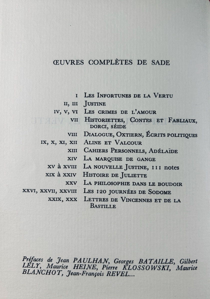 Sade (d.-a.-f.) - Complete Works. Paris: Jean-jacques Pauvert, 1966. Publisher's Bindings.-photo-3