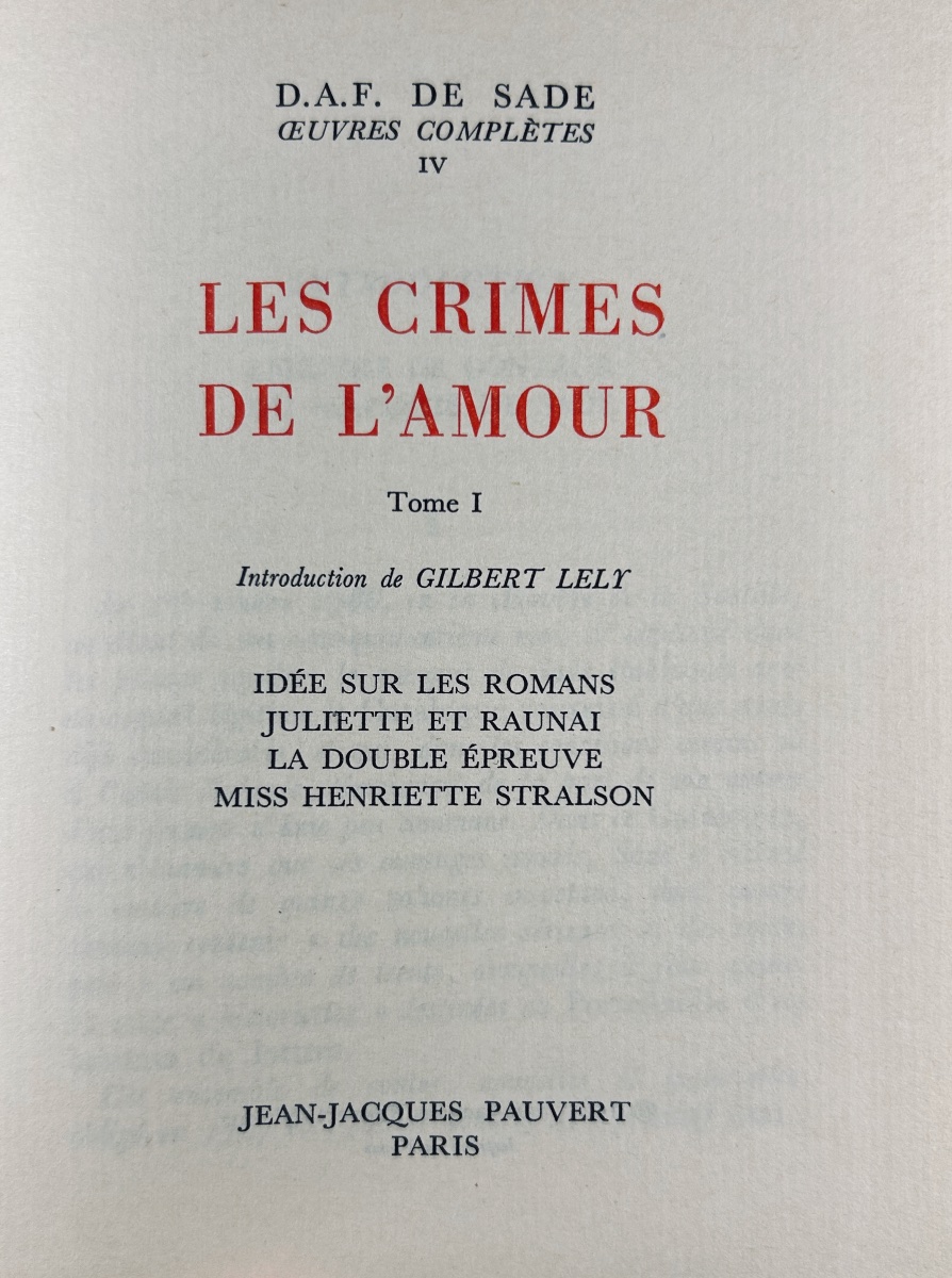 Sade (d.-a.-f.) - Complete Works. Paris: Jean-jacques Pauvert, 1966. Publisher's Bindings.-photo-7
