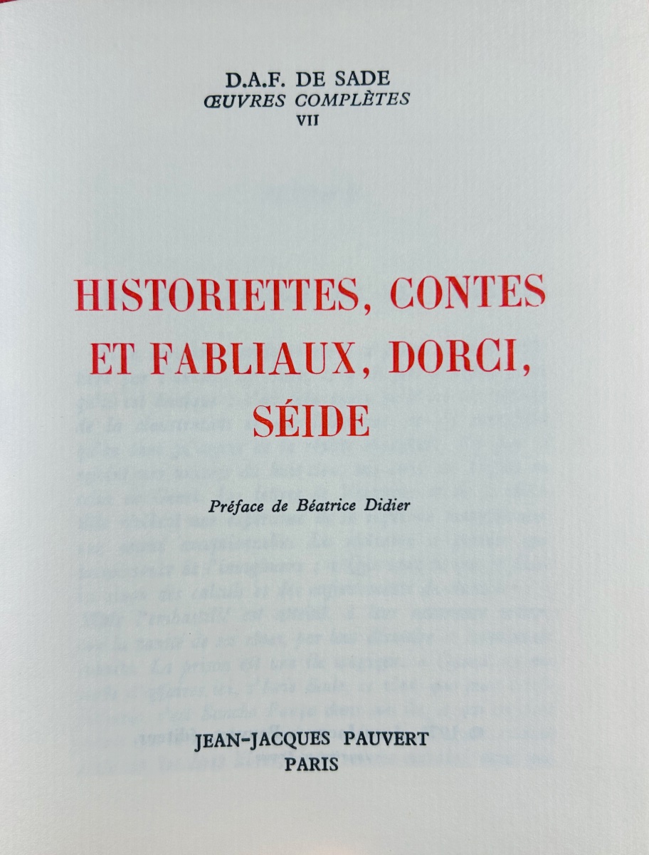 Sade (d.-a.-f.) - Complete Works. Paris: Jean-jacques Pauvert, 1966. Publisher's Bindings.-photo-8