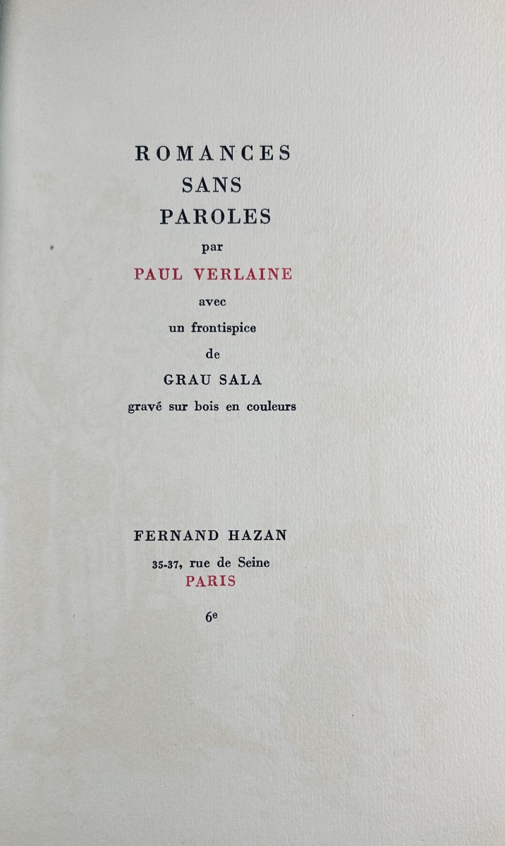VERLAINE - Oeuvres. Hazan, 1975, illustré de frontispices de Grau Sala, exemplaires numérotés.-photo-5