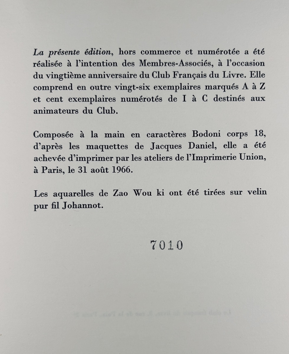 [ZAO-WOU-KI] - RIMBAUD (Arthur) - Les illuminations. Club Français du Livre, 1966. En feuilles.-photo-5
